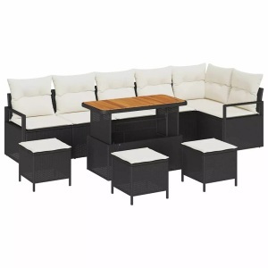 vidaXL, VidaXL - Garten-sofa-set poly-rattan, One Size, Schwarz