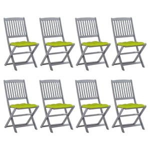 vidaXL, vidaXL Klappbare Gartenstühle 8 Stk. mit Kissen Massivholz Akazie, vidaXL Klappbare Gartenstühle 8 Stk. mit Kissen Massivholz Akazie