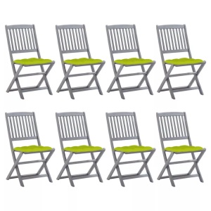 vidaXL, vidaXL Klappbare Gartenstühle 8 Stk. mit Kissen Massivholz Akazie, vidaXL Klappbare Gartenstühle 8 Stk. mit Kissen Massivholz Akazie