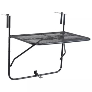 vidaXL, vidaXL Balkontisch Schwarz 60x40 cm Stahl, vidaXL Balkontisch Schwarz 60x40 cm Stahl