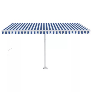 vidaXL, vidaXL Gelenkarmmarkise Einziehbar mit LED 400x350 cm Blau und Weiß, vidaXL Markise Manuell Einziehbar mit LED 400x350 cm Blau und Weiß