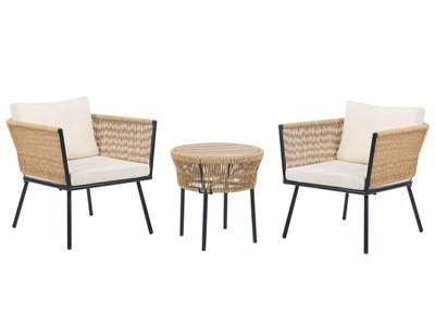 Beliani, Bistro Set aus PE Rattan Boho GARGANO Bistro Set aus PE Rattan Boho GARGANO, Beliani - Bistro Set aus PE Rattan Boho GARGANO, One Size, Baumnuss