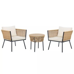 Beliani, Bistro Set aus PE Rattan Boho GARGANO Bistro Set aus PE Rattan Boho GARGANO, Beliani - Bistro Set aus PE Rattan Boho GARGANO, One Size, Baumnuss