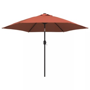 vidaXL, vidaXL Sonnenschirm mit LED-Leuchten Stahlmast 300 cm Terrakotta-Rot, vidaXL Sonnenschirm mit LED-Beleuchtung Stahl-Mast 300 cm Terrakotta