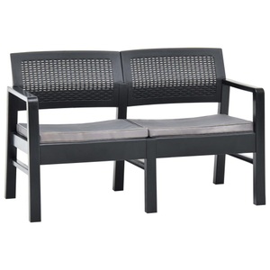 Diverse Hardware, 2-Sitzer-Gartenbank mit Auflagen 120 cm Kunststoff Anthrazit, 