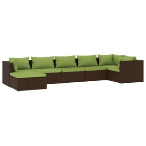 vidaXL, vidaXL 7-tlg. Garten-Lounge-Set mit Kissen Poly Rattan Braun, vidaXL 7-tlg. Garten-Lounge-Set mit Kissen Poly Rattan Braun