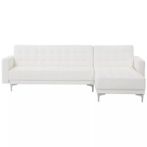 Beliani, Beliani Ecksofa linksseitig Kunstleder weiss Schlaffunktion ABERDEEN, 