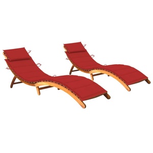vidaXL, vidaXL Sonnenliegen 2 Stk. mit Auflagen Massivholz Akazie, vidaXL Sonnenliegen 2 Stk. mit Auflagen Massivholz Akazie