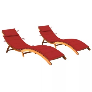 vidaXL, vidaXL Sonnenliegen 2 Stk. mit Auflagen Massivholz Akazie, vidaXL Sonnenliegen 2 Stk. mit Auflagen Massivholz Akazie