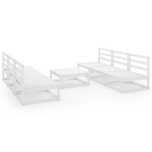 vidaXL, vidaXL 7-tlg. Garten-Lounge-Set Weiß Kiefer Massivholz, vidaXL 7-tlg. Garten-Lounge-Set Weiß Massivholz Kiefer