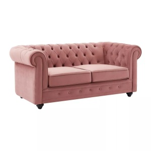 Vente-unique, Sofa 2-Sitzer - Samt - Pastellrosa - CHESTERFIELD Sofa 2-Sitzer - Samt - Pastellrosa - CHESTERFIELD, Vente-unique - Sofa 2-Sitzer - Samt - Pastellrosa - CHESTERFIELD, One Size