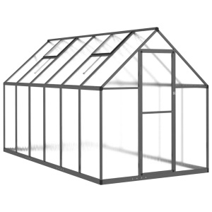 vidaXL, vidaXL Gewächshaus mit Fundamentrahmen Anthrazit 334x169x195 cm Alu, vidaXL Gewächshaus mit Fundamentrahmen Anthrazit 334x169x195 cm Alu