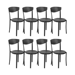 Beliani, Set mit 8 Stühlen aus Kunststoff Modern VIESTE Set mit 8 Stühlen aus Kunststoff Modern VIESTE, Beliani - Esszimmerstuhl 8er Set aus Kunststoff Modern VIESTE, One Size, Schwarz