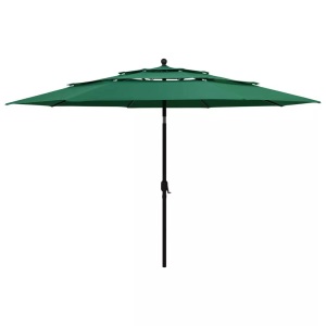 vidaXL, vidaXL Sonnenschirm mit Aluminium-Mast 3-lagig Grün 3,5 m, vidaXL Sonnenschirm mit Aluminium-Mast 3-lagig Grün 3,5 m