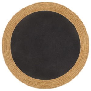 vidaXL, vidaXL Teppich Geflochten Schwarz & Natur 120 cm Jute & Baumwolle Rund, 