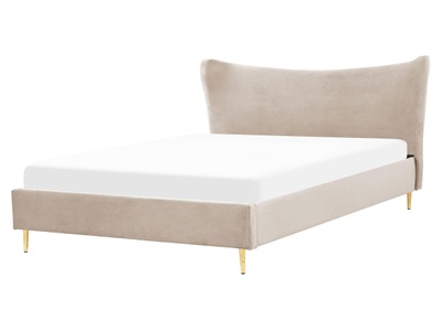 Beliani, Bett mit Lattenrost aus Samtstoff Modern CHALEIX Bett mit Lattenrost aus Samtstoff Modern CHALEIX, Beliani - Bett mit Lattenrost aus Samtstoff Modern CHALEIX, 160X200CM, Taupe
