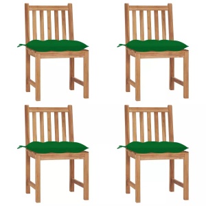 vidaXL, vidaXL Gartenstühle 4 Stk. mit Kissen Massivholz Teak, vidaXL Gartenstühle 4 Stk. mit Kissen Massivholz Teak
