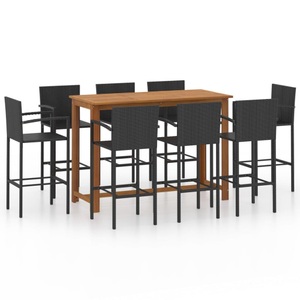 vidaXL, vidaXL 9-tlg. Gartenbar-Set Schwarz