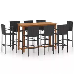 vidaXL, vidaXL 9-tlg. Gartenbar-Set Schwarz