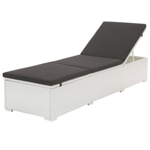 Diverse Hardware, Sonnenliege mit Auflage Poly Rattan Weiss, vidaXL Sonnenliege mit Auflage Poly Rattan Weiß