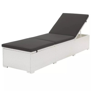 Diverse Hardware, Sonnenliege mit Auflage Poly Rattan Weiss, vidaXL Sonnenliege mit Auflage Poly Rattan Weiß