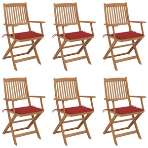 vidaXL, vidaXL Klappbare Gartenstühle 6 Stk. mit Kissen Massivholz Akazie, vidaXL Klappbare Gartenstühle 6 Stk. mit Kissen Massivholz Akazie