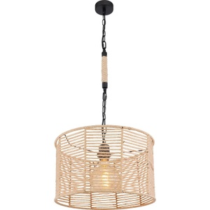 mutoni light, Hängeleuchte Halia Metall schwarz matt 1xE27, Globo HÄNGELEUCHTE 40/120 cm , Halia D: 40 CM Braun , Braun, Schwarz , Metall, Naturmaterialien , 120 cm , 004558325004