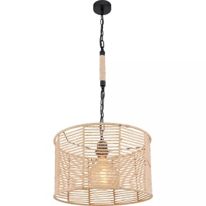 mutoni light, Hängeleuchte Halia Metall schwarz matt 1xE27, Globo HÄNGELEUCHTE 40/120 cm , Halia D: 40 CM Braun , Braun, Schwarz , Metall, Naturmaterialien , 120 cm , 004558325004