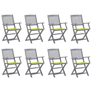 vidaXL, vidaXL Klappbare Gartenstühle 8 Stk. mit Kissen Massivholz Akazie