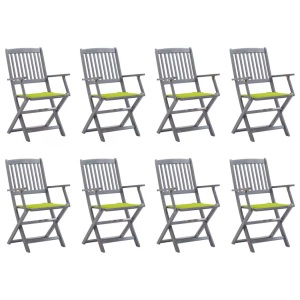 vidaXL, vidaXL Klappbare Gartenstühle 8 Stk. mit Kissen Massivholz Akazie