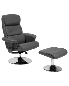 Beliani, Beliani Massagesessel grau Kunstleder mit Fusshocker LEGEND, Beliani - Massagestuhl aus Kunstleder Retro LEGEND, One Size, Taubengrau