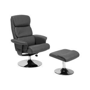 Beliani, Beliani Massagesessel grau Kunstleder mit Fusshocker LEGEND, Beliani - Massagestuhl aus Kunstleder Retro LEGEND, One Size, Taubengrau