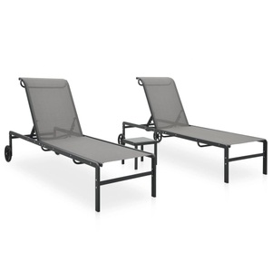 Diverse Hardware, Sonnenliegen 2 Stk. mit Tisch Textilene und Stahl, 