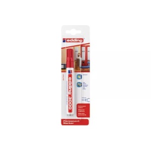 edding, Edding Permanentmarker edding 3000 Rot wasserfest: Ja 4-3000-1-1002, Edding 3000, Permanent Marker, 1.5-3mm, rot, Blister, 3000-2BLI