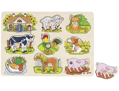 goki, goki Soundpuzzle, Steckpuzzle ? Tierstimmen Bauernhof 8-teilig in bunt