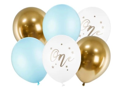 PartyDeco, Partydeco Luftballon One Pastellblau Ø 30 cm, 6 Stück, Partydeco Luftballon One Pastellblau Ø 30 cm, 6 Stück