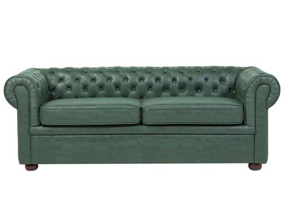 Beliani, Beliani 3-Sitzer Sofa Lederoptik grün CHESTERFIELD, 