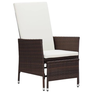 vidaXL, vidaXL Garten-Liegestuhl mit Auflagen Poly Rattan Braun, vidaXL Garten-Liegestuhl mit Auflagen Poly Rattan Braun