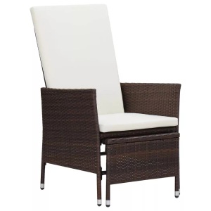 vidaXL, vidaXL Garten-Liegestuhl mit Auflagen Poly Rattan Braun, vidaXL Garten-Liegestuhl mit Auflagen Poly Rattan Braun