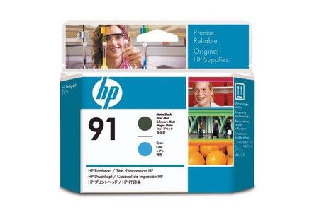 HP Supplies, HP 91 Druckkopf mattschwarz + cyan, Hewlett Packard Druckkopf, blau/matt-schwarz, No.91, C9460A