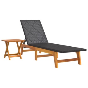 vidaXL, vidaXL Sonnenliege mit Tisch Poly Rattan und Massivholz Akazie
