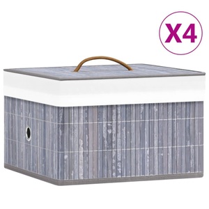 vidaXL, vidaXL Bambus Aufbewahrungsboxen 4 Stk. Grau, vidaXL Bambus Aufbewahrungsboxen 4 Stk. Grau