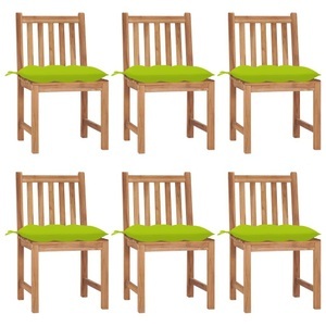 vidaXL, vidaXL Gartenstühle 6 Stk. mit Kissen Massivholz Teak, vidaXL Gartenstühle 6 Stk. mit Kissen Massivholz Teak