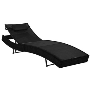 Diverse Hardware, Sonnenliege mit Auflage Poly Rattan Schwarz, vidaXL Sonnenliege mit Kissen Poly-Rattan Schwarz