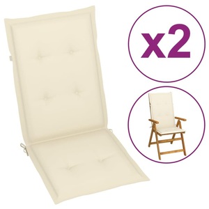 Diverse Hardware, Gartenstuhl Auflage Hochlehner 2 Stk. Creme 120 x 50 x 3 cm, vidaXL Gartenstuhlauflagen für Hochlehner 2Stk. Creme 120x50x3cm Stoff