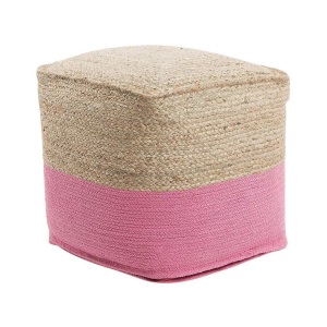 Beliani, Beliani Pouf rosa 44 x 44 cm KIRAMA, Beliani - Pouf aus Baumwolle Skandinavisch KIRAMA, One Size, Perle
