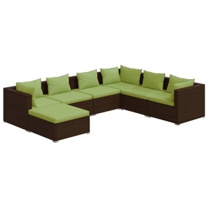 vidaXL, vidaXL 7-tlg. Garten-Lounge-Set mit Kissen Poly Rattan Braun