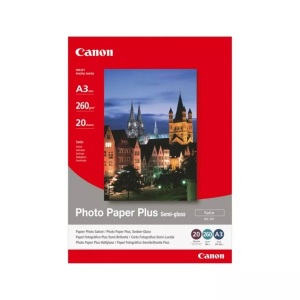 Canon, Canon Photo Paper Plus Semi-gloss SG-201 1686B026 Fotopapier DIN A3 260 g/m² 20 Blatt Seidenglänzend, Canon Foto Papier, A3, 260g, semi-glossy, SG201, 1686B026, (20 Blatt)