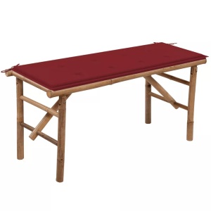 vidaXL, vidaXL Klappbare Gartenbank mit Auflage 118 cm Bambus, vidaXL Klappbare Gartenbank mit Auflage 118 cm Bambus