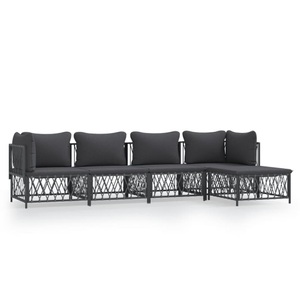 vidaXL, vidaXL 5-tlg. Garten-Lounge-Set mit Kissen Anthrazit Stahl, vidaXL 5-tlg. Garten-Lounge-Set mit Kissen Anthrazit Stahl